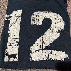 Tom Brady GOAT Navy Blue Graphic T-Shirt with White Number 12 Print 2XL